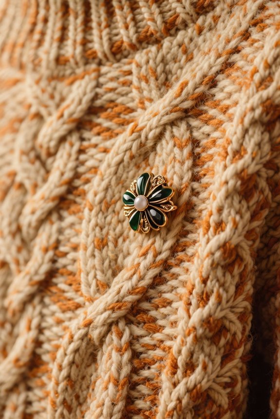 bold accessories enhance knitwear