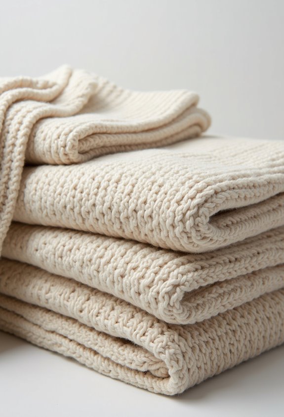 cozy beige knit blankets