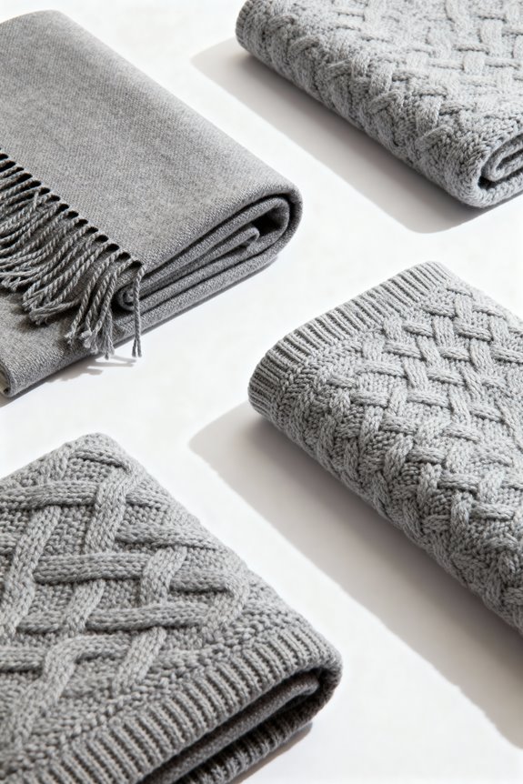 cozy grey knitted blankets
