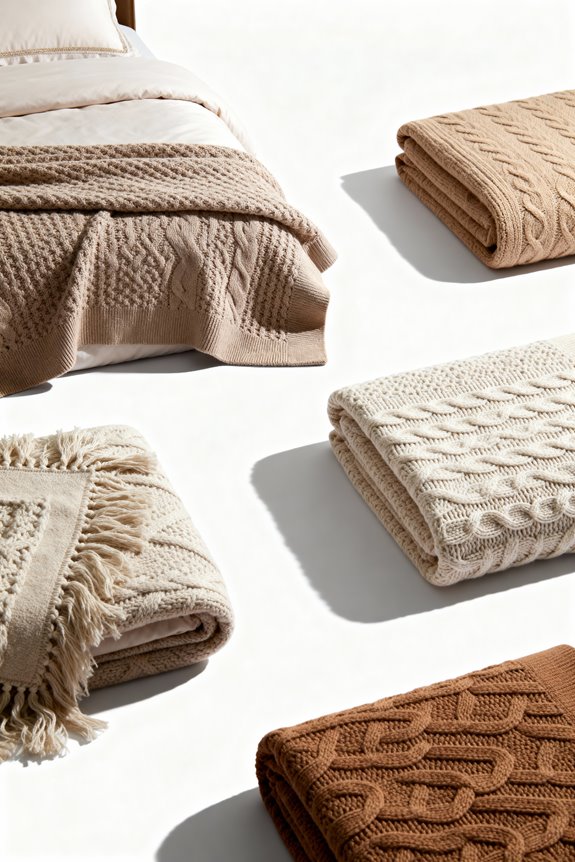 cozy knitted bed throws