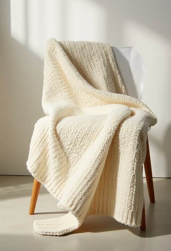 cream knitted throw blankets