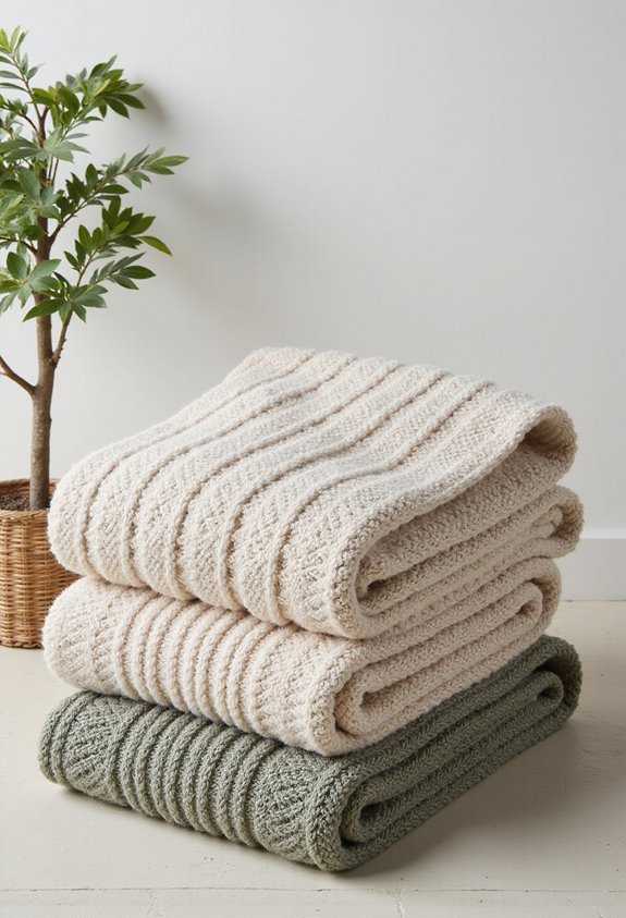 sage chunky knit blankets