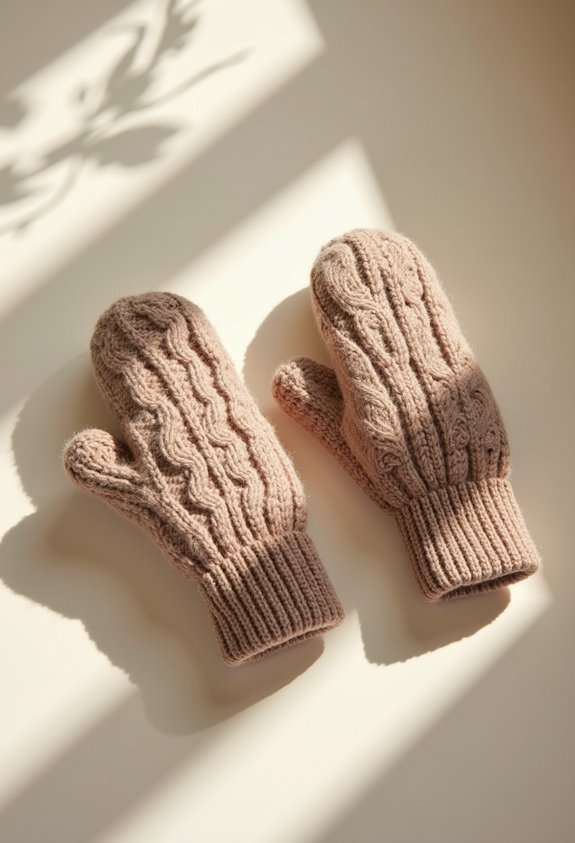 stylish cable knit mittens