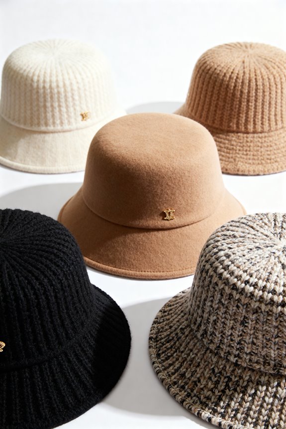 stylish knitted bucket hats