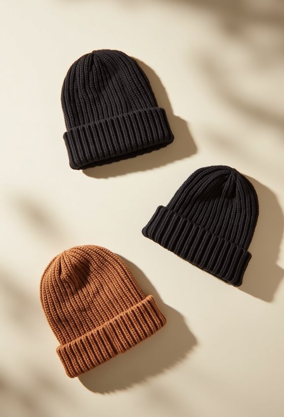 warm stylish ribbed beanies